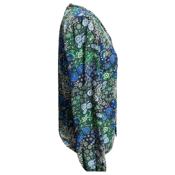 MICHAEL KORS PAISLEY PRINT V NECK BLOUSE SZ SMALL - Picture 5 of 10